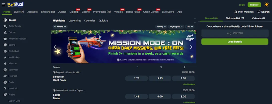 Betika Sportsbook and Casino Screenshot